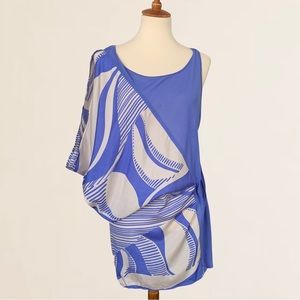 Jealous Tomato Asymmetrical Sleeveless Top Abstract Pattern Size Large